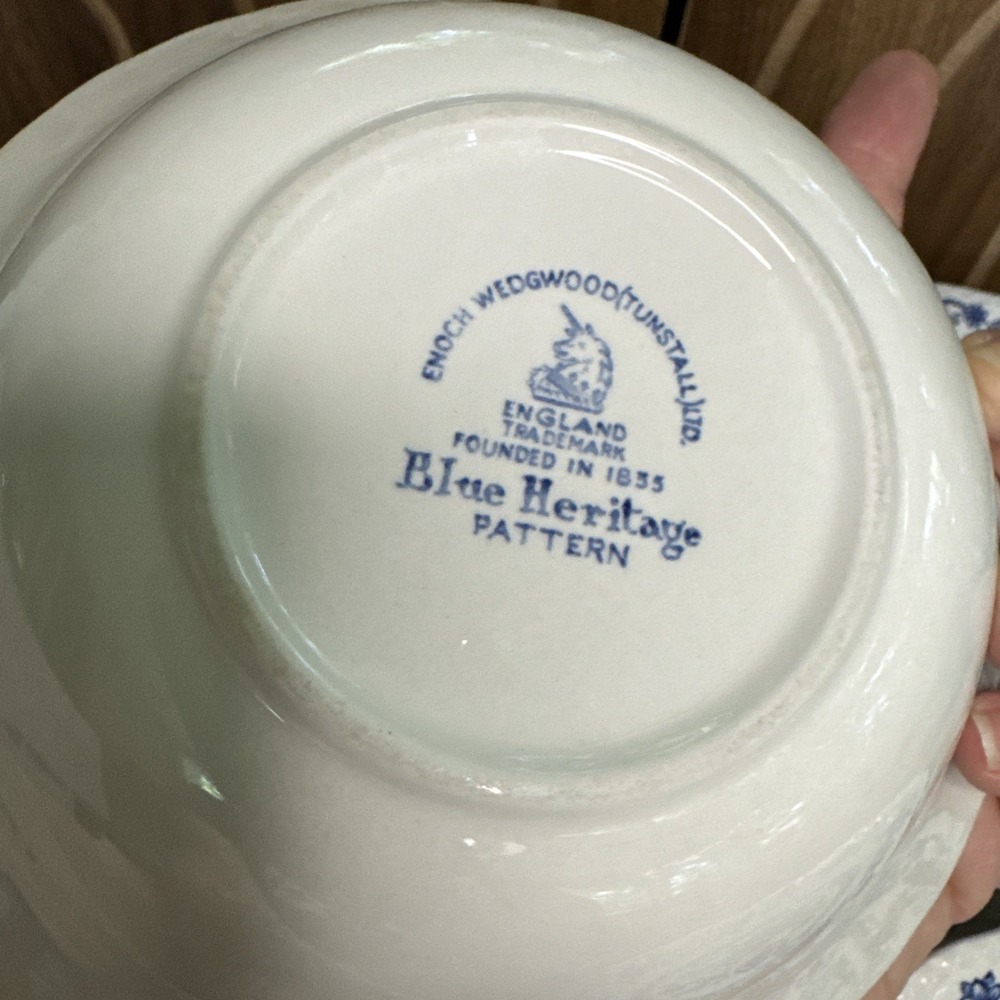 4 Vintage Enoch Wedgwood BLUE HERITAGE Cereal Bowls 6 5/8" BLUE ONION ENGLAND - Picture 4 of 5